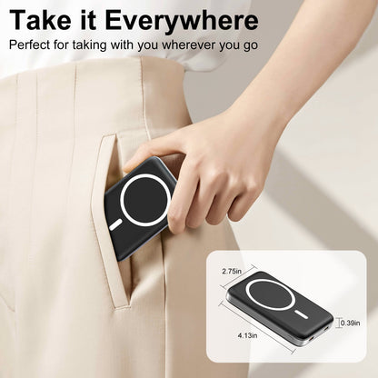 VILINICE 10000mAh Magnetic Portable Charger, Wireless Power Bank with 20W PD Fast Charging, Mini Battery Pack Compatible with iPhone 16/15/14/13