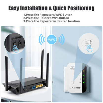 VILINICE AC1200 Dual-Band Wi-Fi Extender, Coverage up to 3000 sq ft, 2 Count, 2 Pack