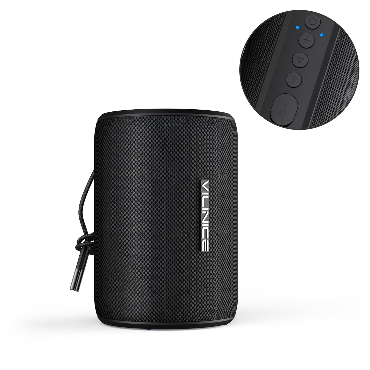 VILINICE Bluetooth Portable Speaker, IPX7 Waterproof, Bluetooth 5.0, 12H Playtime,Black