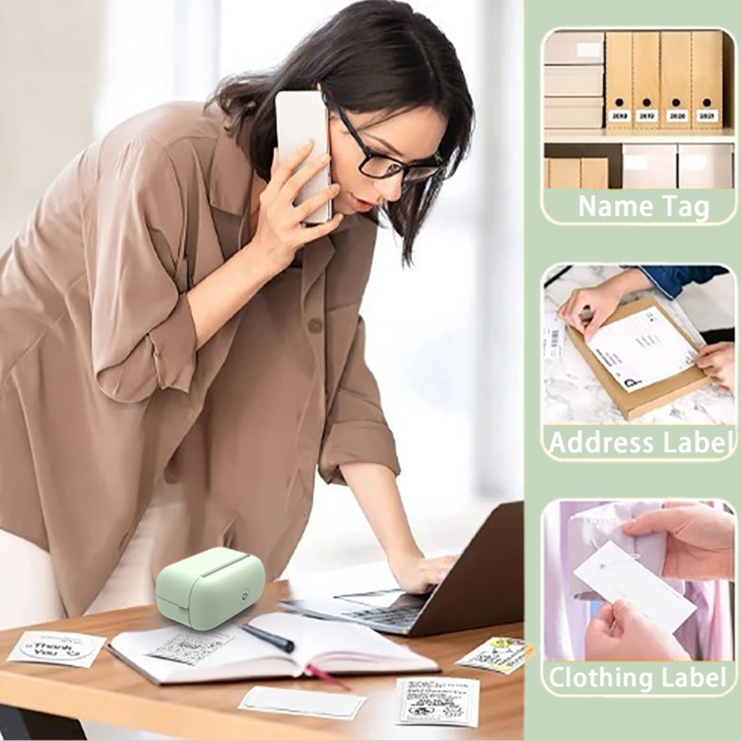 TOPVISION F2 Label Printerr,2 inches Barcode Label Maker Wireless Thermal Sticker Printer