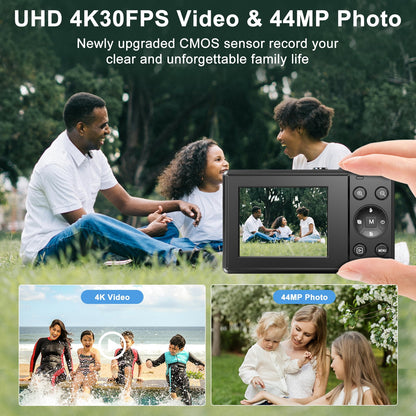 TOPVISION AC06F Digital Camera, 48MP CMOS Sensor, 16x Zoom, with 32GB SD Card, Black, 1 (New)