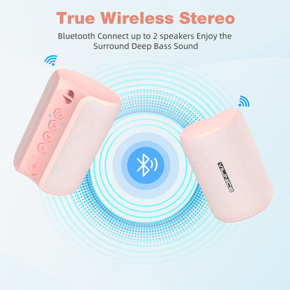 VILINICE Bluetooth Speaker Portable, IPX7 Waterproof Wireless Outdoor Speaker, TWS Pairing, 12H Playtime, Pink