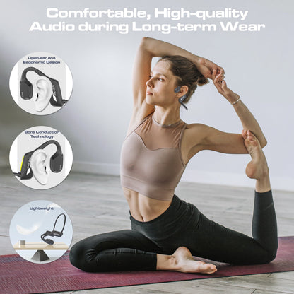 TOPVISION Bone Conduction Swim Headphones, Open Ear Wireless Bluetooth Headsets, IP68 Headphones with Bluetooth 5.3 and 8GB MP3 Player for Run, Hike