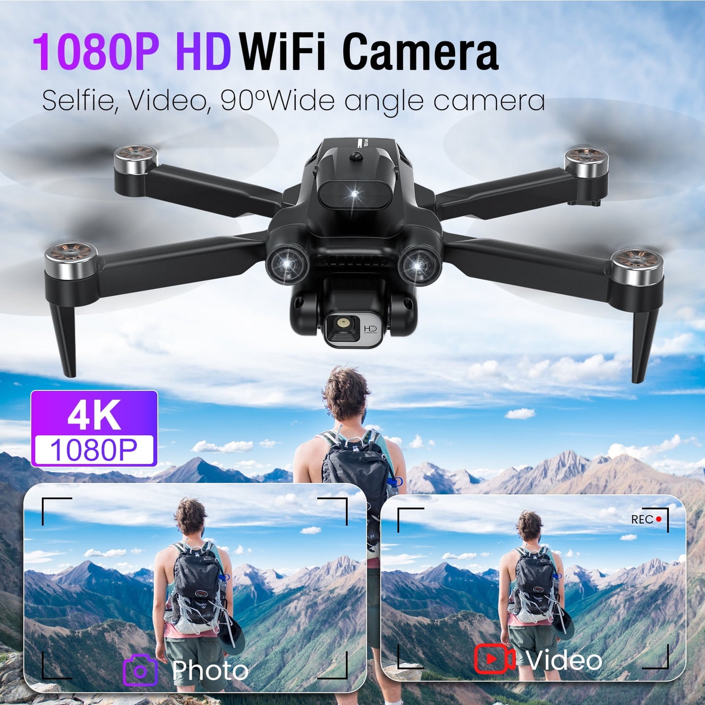 VILINICE 8" Drone with Camera - LH-X77PRO 1080P HD 4K Camera , RC Quadcopter, Drone for Adults and Beginners