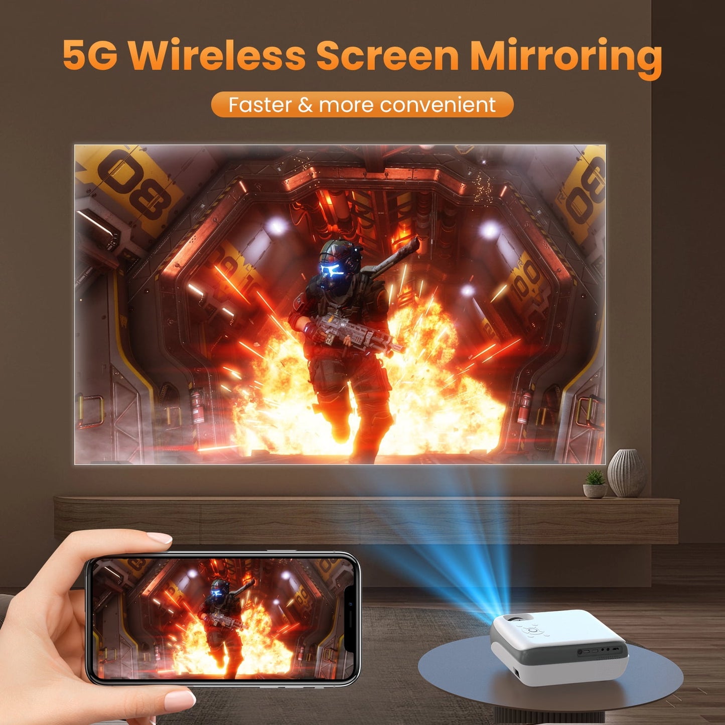 Groview Projector with WiFi and Bluetooth, Native 1080P Support 4K, 100" Screen Included