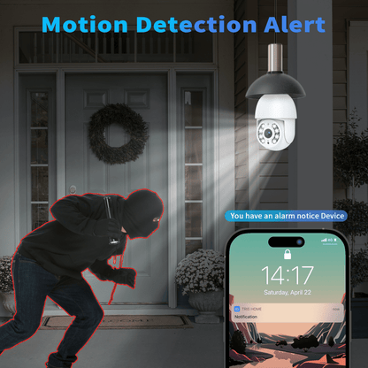 TOPVISION 2K Security Camera, 4 MP Outdoor Surveillance Camera with Bulb Base, Full Color Night Vision, White, 1