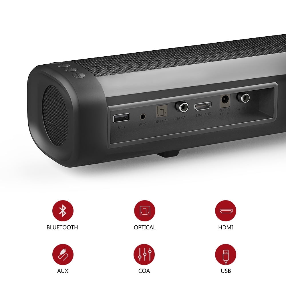 TOPVISION 40W Sound Bar for Smart TV, 17 inch Bluetooth Soundbar Built-in Subwoofer, Home Theater Surround Sound with HDMI/Optical/Aux Connection for TV/PC/Projectors