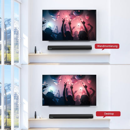 TOPVISION 40W Sound Bar for Smart TV, 17 inch Bluetooth Soundbar Built-in Subwoofer, Home Theater Surround Sound with HDMI/Optical/Aux Connection for TV/PC/Projectors