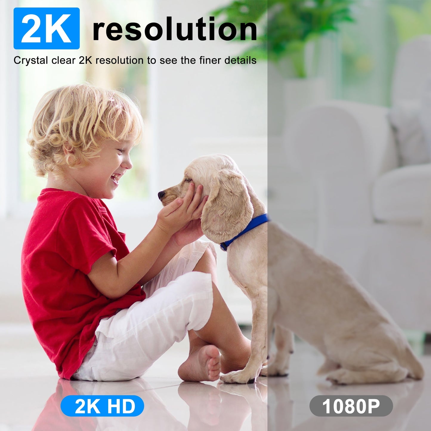 FEBFOXS 2K Baby Monitor, 5G/2.4G Wifi Indoor Security Camera, 360°Pan/Tilt Baby Monitor with Camera and Audio, Night Vision, 2-Way Audio