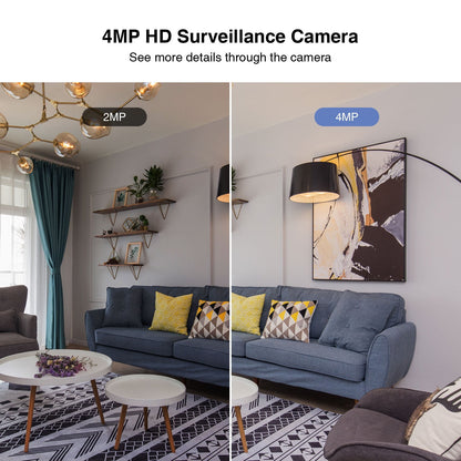 TOPVISION Light Bulb Camera, 4MP Outdoor Surveillance Camera with 360°PTZ, Dual Lens, Full Color Night Vision, White, 1