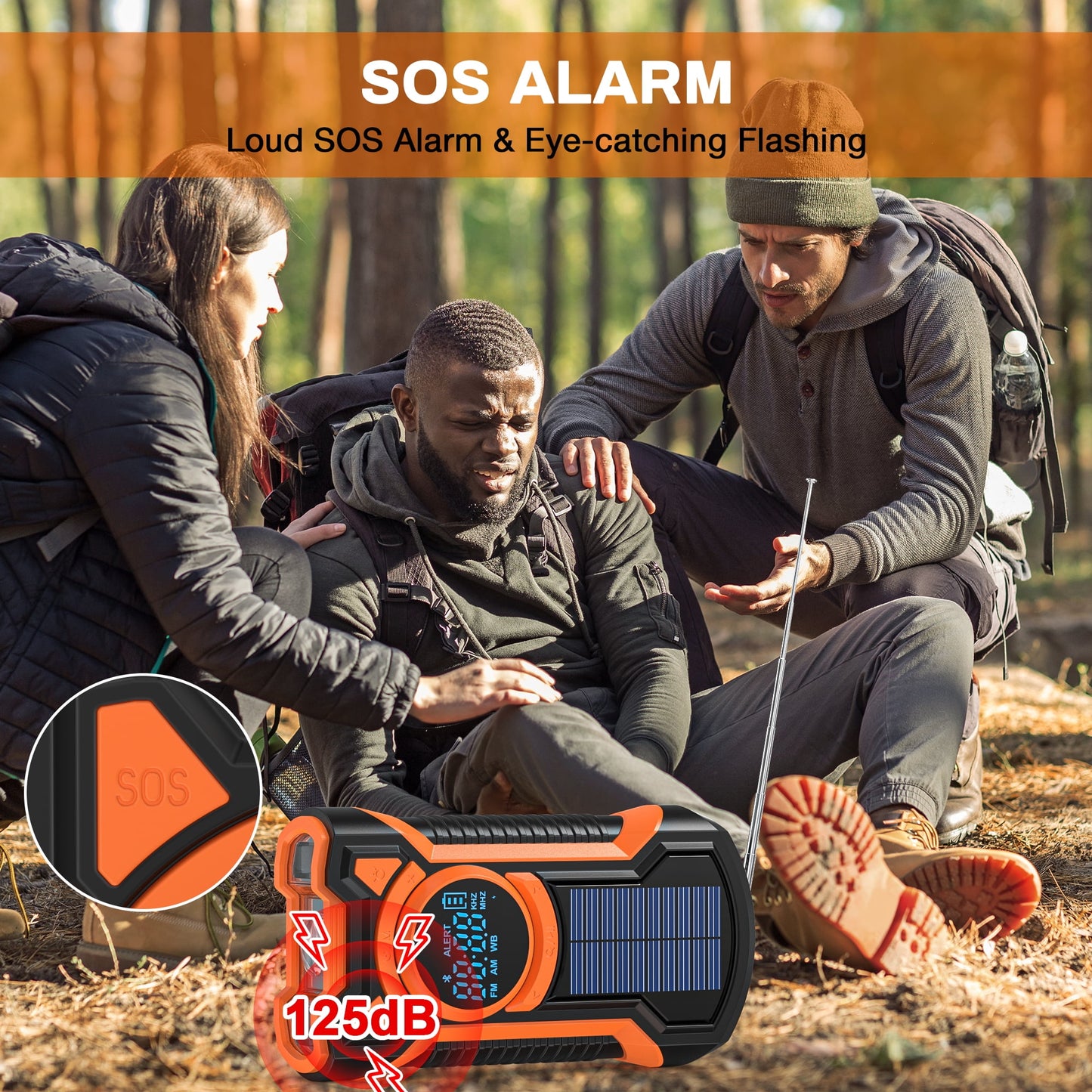 TOPVISION Emergency Radio, AM/FM/NOAA Weather Radio with 5000mAh Portable Power Bank, USB/Solar/Hand Crank Charging, Waterproof Flashlight, SOS Alarm for Camping Hiking Travel Hurricane