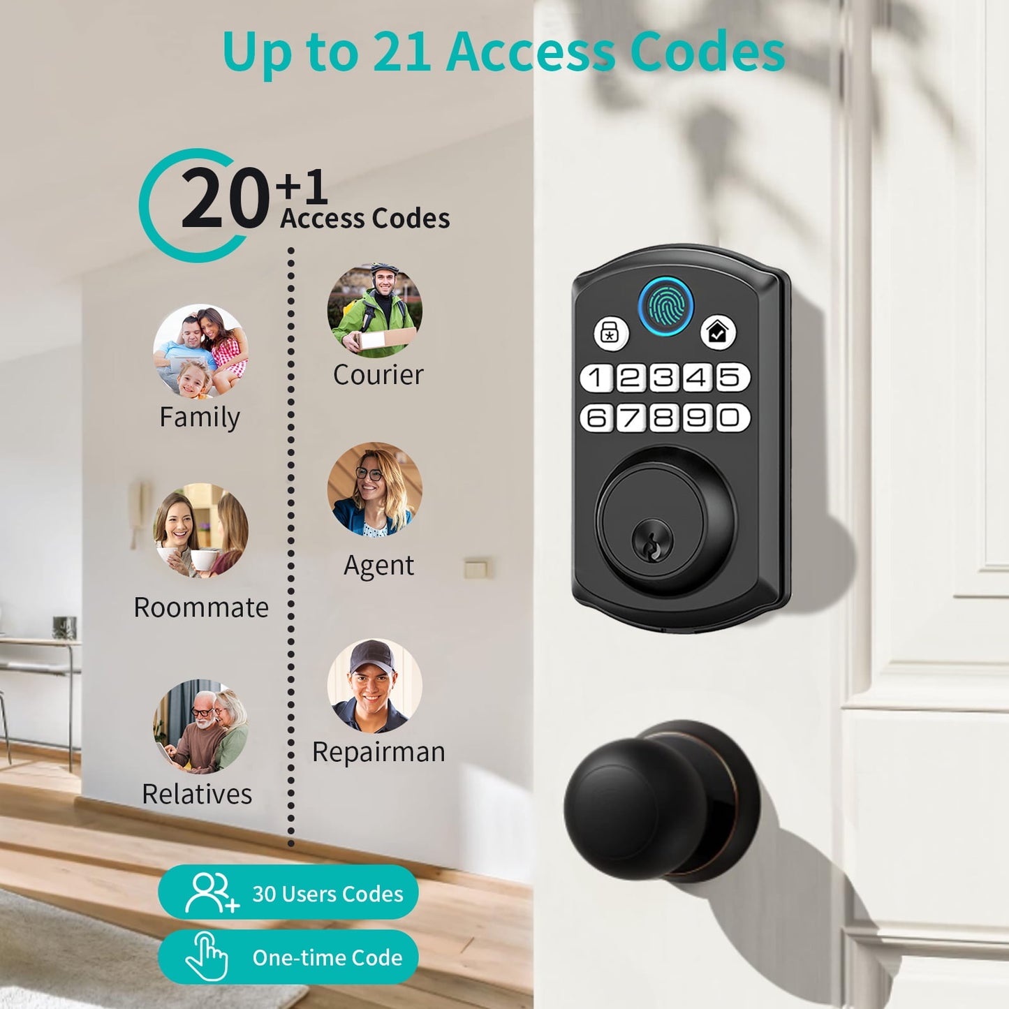 Topvision Keyless Entry Door Lock, Tuya App Control, Easy Installation, Door Locks, 1 Piece