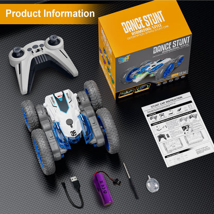 Remote Control Cars, RC Car Stunt with LED Lights, 360° Double-Sided RC Car, Indoor/Outdoor Rechargeable Electric Toy Cars
